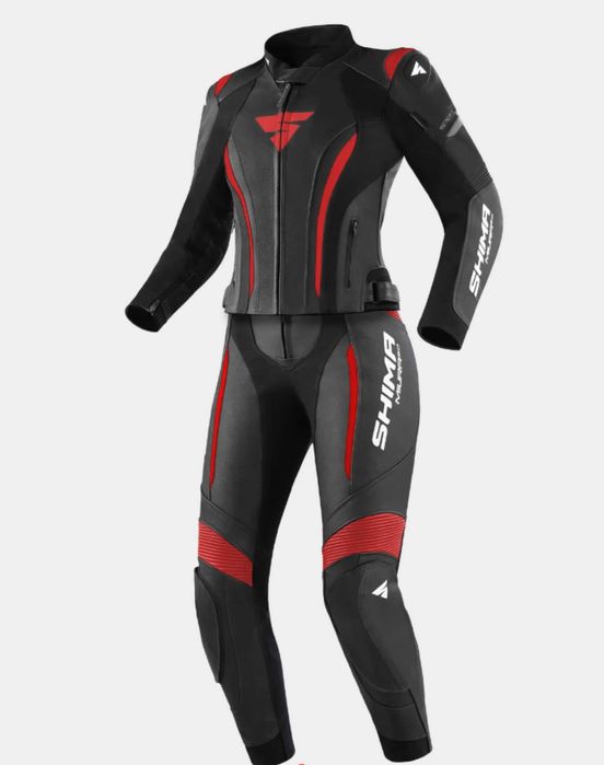 Дамски кожен мото екип SHIMA MIURA RS BLK/RED,размер 40 M/L