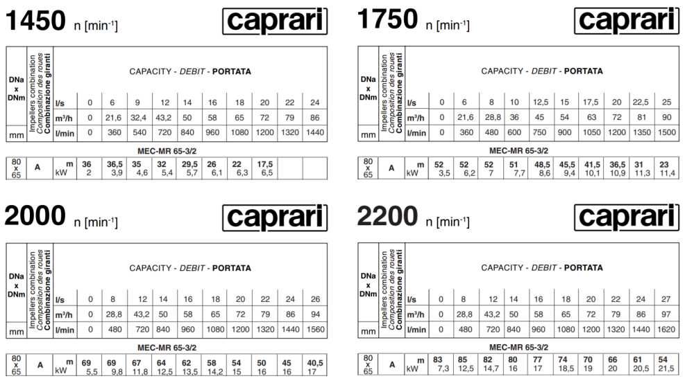 Помпа Caprari MEC MR80 MG80, MR65, MG100, A3/80, DMR80, DMR65