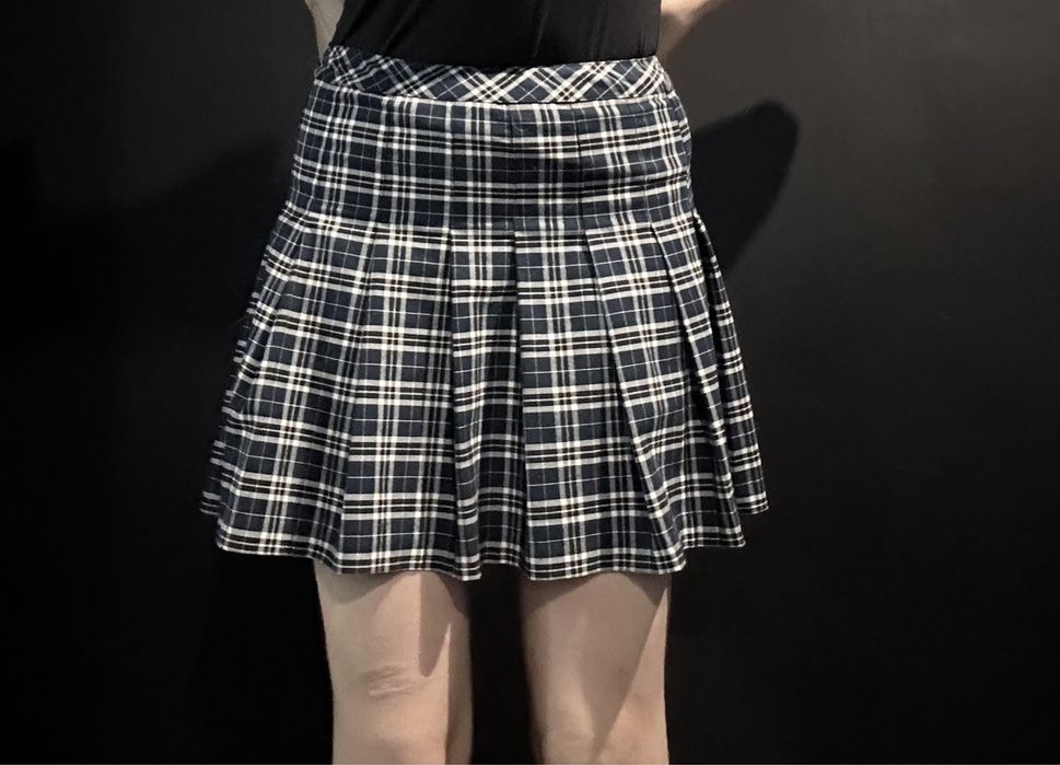 Юбка клечатая светло синяя h&m