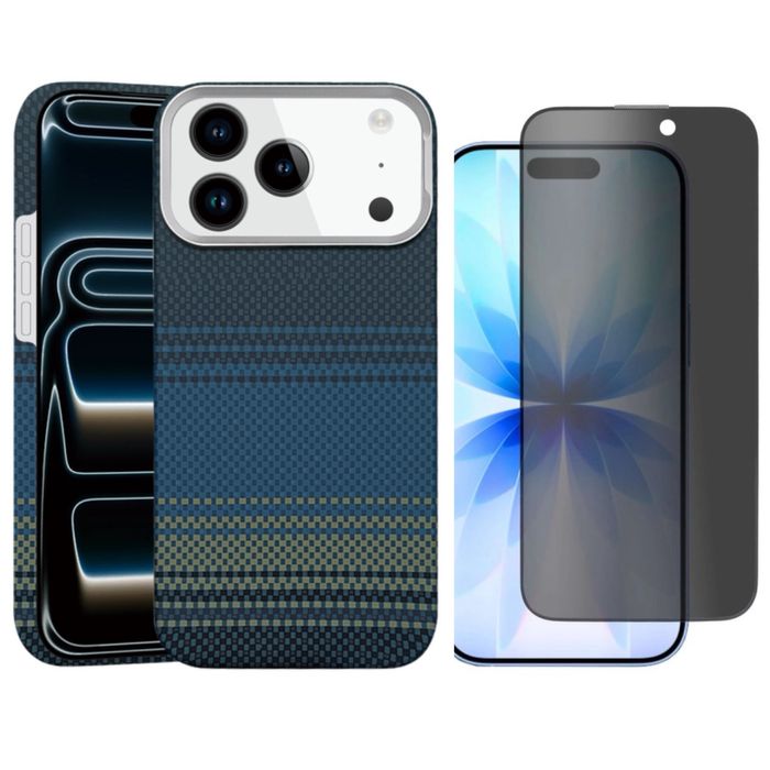 Iphone 17 PRO 17 PRO MAX Husa Super Slim Carbon Aramida + Folie Sticla Shock Safe