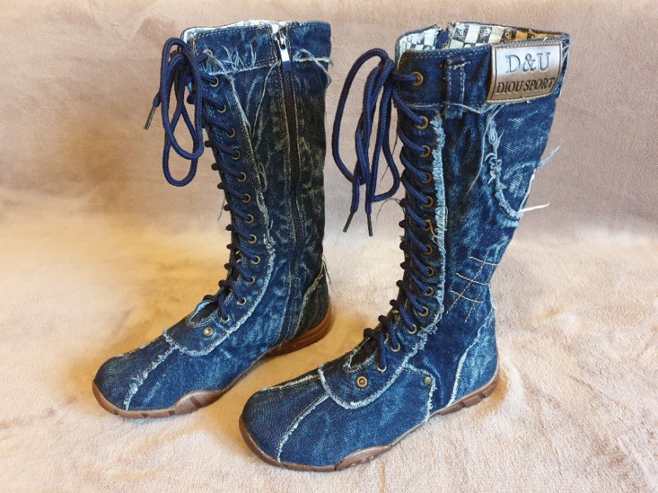 Ghete inalte din blug/Tenisi inalti, marimea 37 si 38, noi