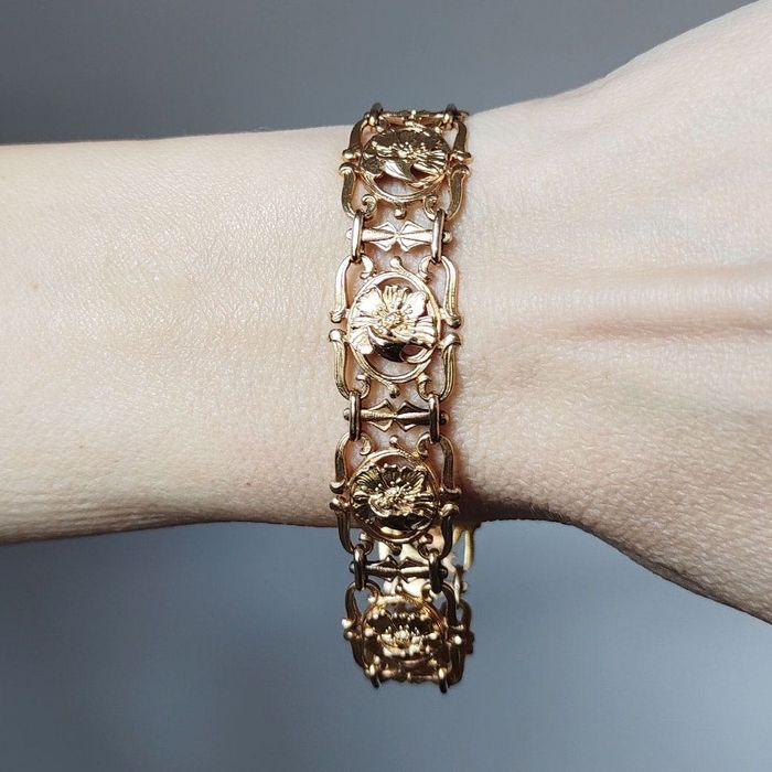 bratara autentica Art Nouveau, antique, aur 18k, certif.
