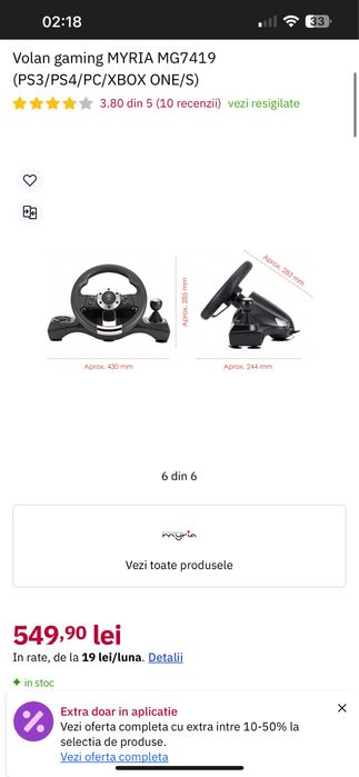 Volan gaming myria mg7419