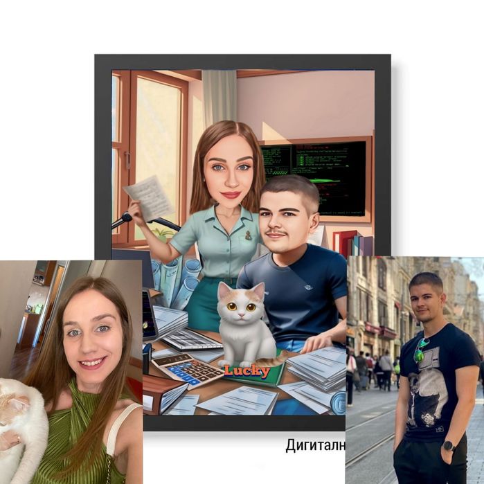 Карикатура по снимка с включена рамка