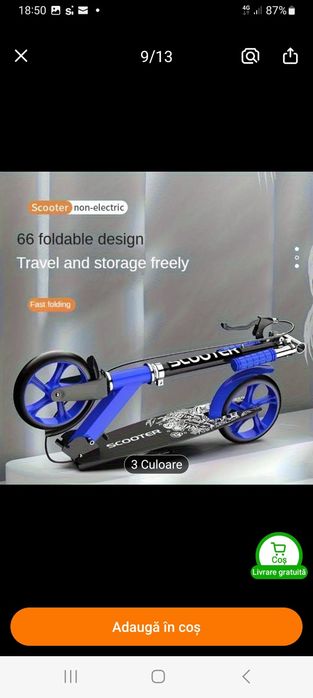 Vand trotineta nonelectica pliabila