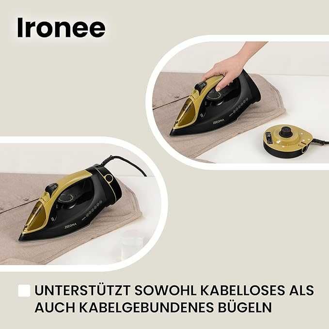 Безжична парна ютия ZEEGMA IRONEE с керамична подметка 2600W