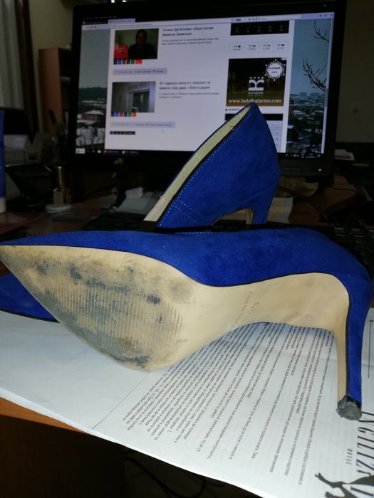 Сини остри обувки