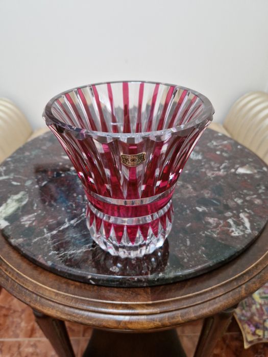 Уникална английска белгийска кристална ваза Val Saint Lambert