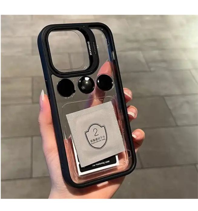 Iphone 14/15/16 PRO MAX PLUS - Husa Clear Back + Folie Camera Cercle