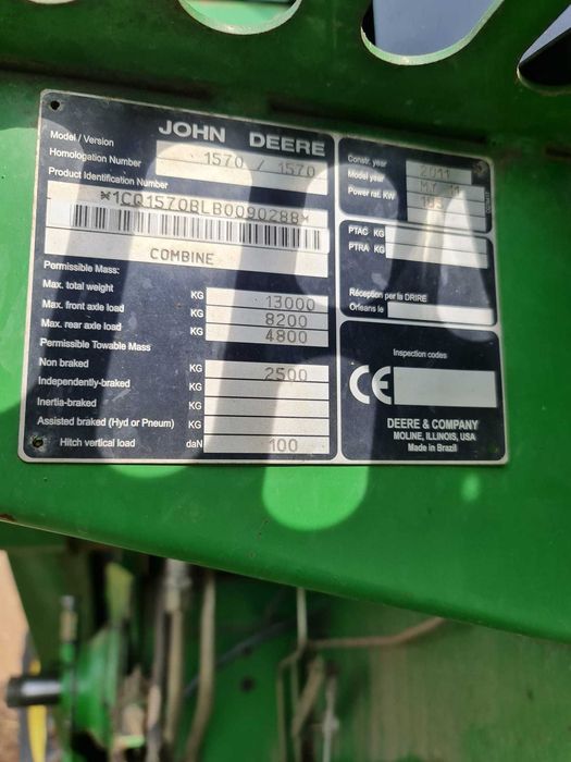 Combina agricola John Deere 1570 an 2011