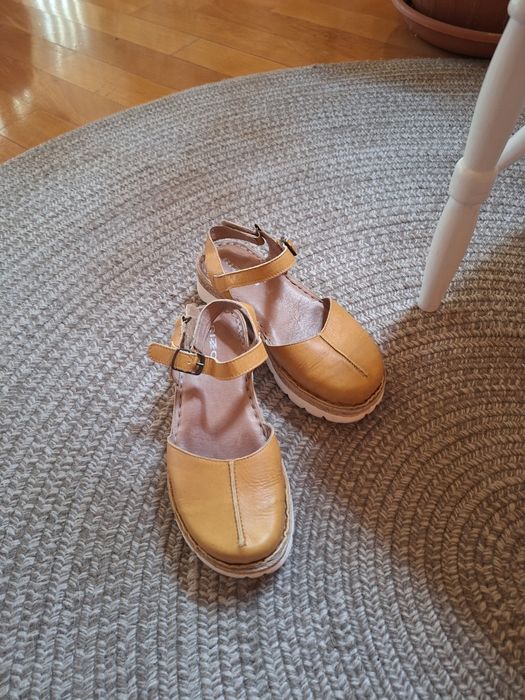 Sandale piele 36/37 mustar