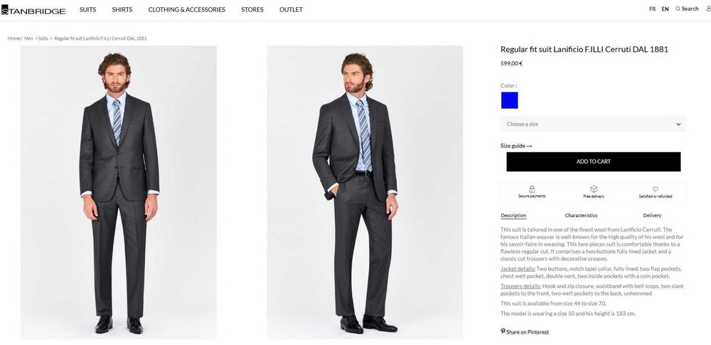 Sacou blazer de lux 48 M slim Lanificio Cerruti lana super 130's navy