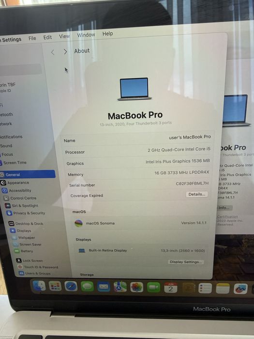 Macbook pro 13” 2020