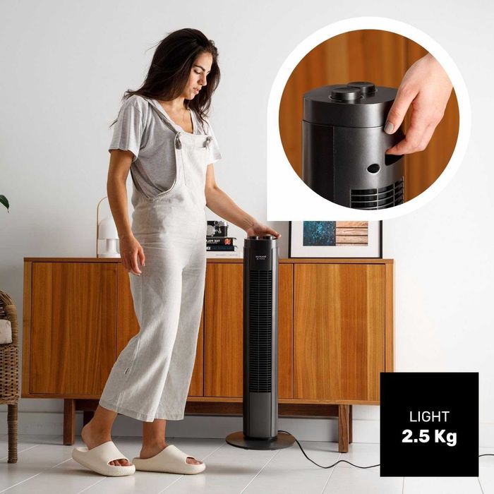 Taurus Ventilator turn 50W 86cm 3 viteze, temporizator 2h oscilant gri