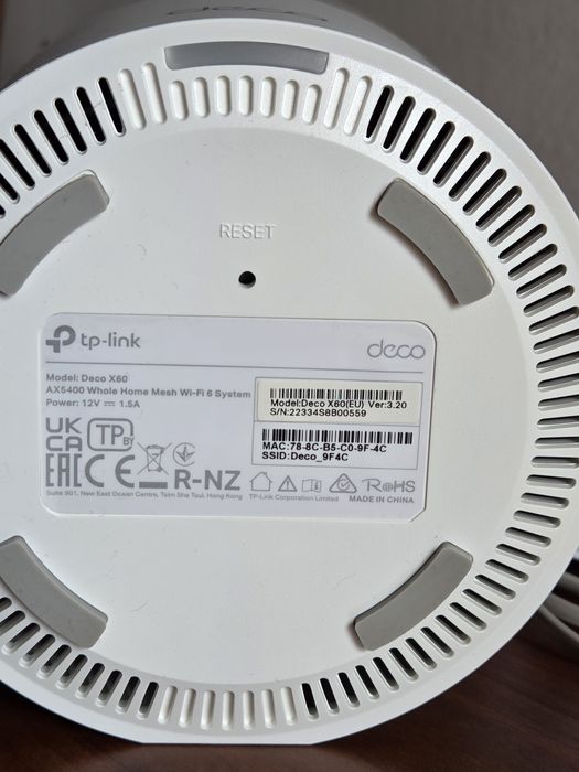 Рутер Mesh Wi-Fi TP-Link Deco X60 V3.20, AX5400, Dual-Band, Wi-Fi 6 - 1 брой