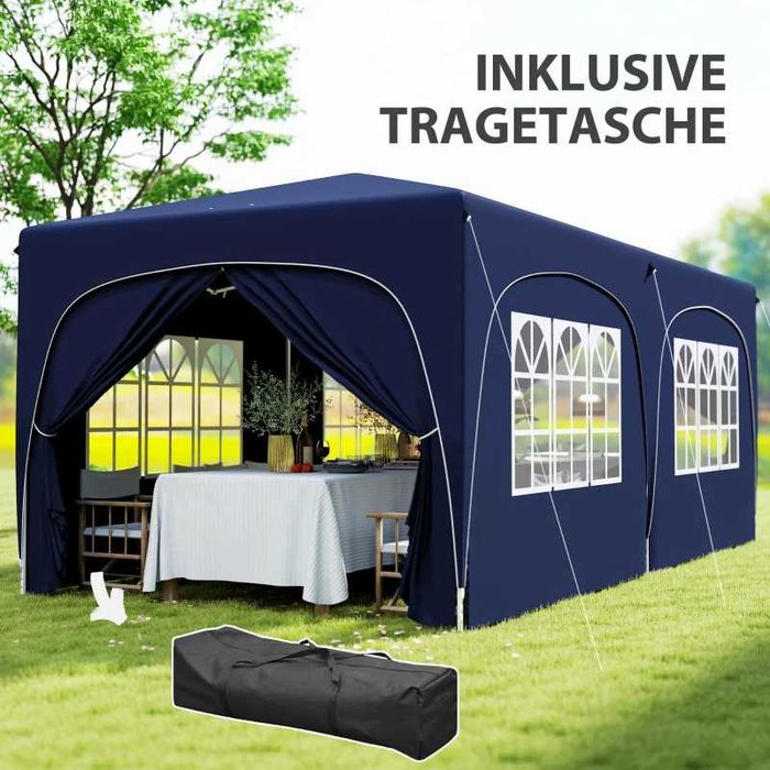 Сгъваем беседка Outsunny 3 x 6 м със странични стени, UPF50+