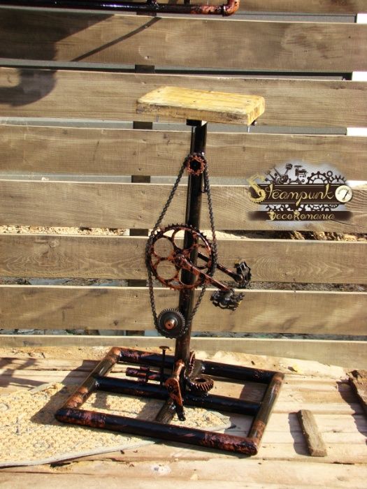 Scaun de bar ciclsti.Stil industrial, steampunk ,hand made.DEOSEBIT!!