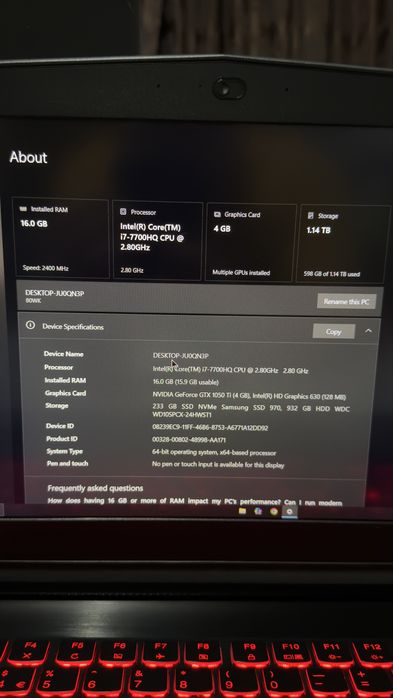 Laptop gaming Lenovo Legion Y520