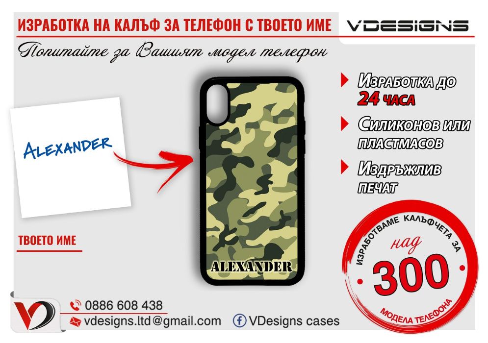 ВАШЕТО ИМЕ ИЛИ ИНИЦИАЛИ калъф за Samsung Iphone Xiaomi над 500 модела