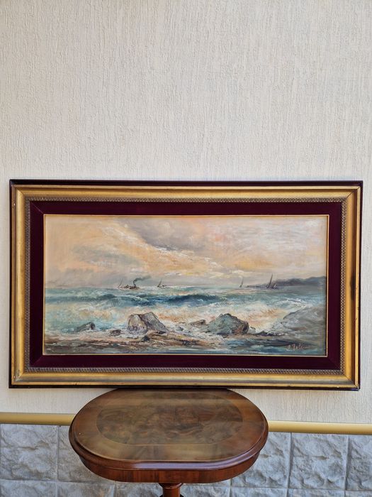 Маринизъм платно огромна картина масло авторска