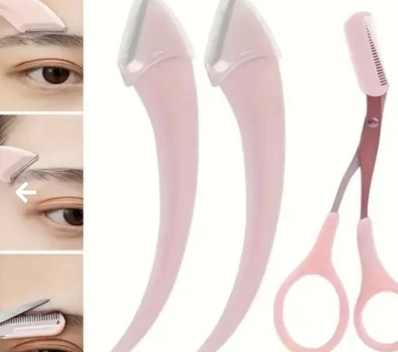 Комплект ножица с гребен и извито ножче за вежди
