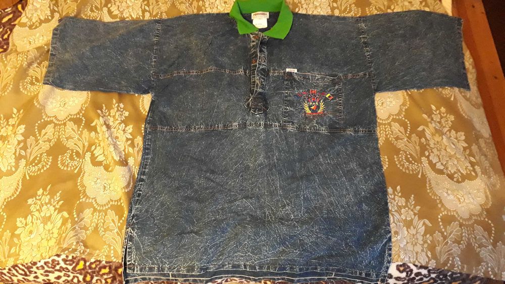 Дънкова риза с къс ръкав