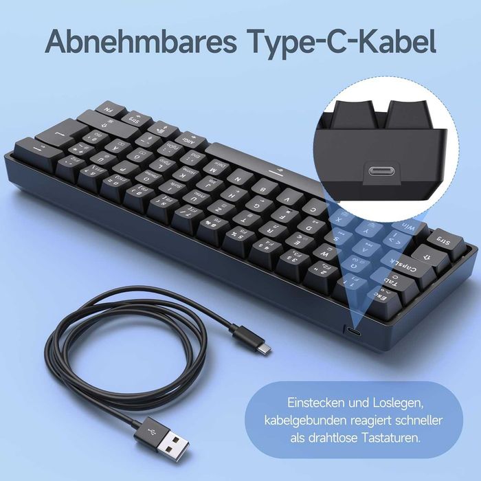 Tastatură mecanică fir gaming TMKB T61SE QWERTZ Red Switch Black