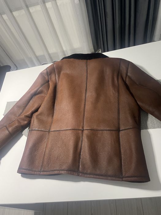 Geacă piele naturală de miel cu blană