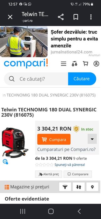 Aparat de sudură invertor Mig Mag Telwin Dual synergic 180A