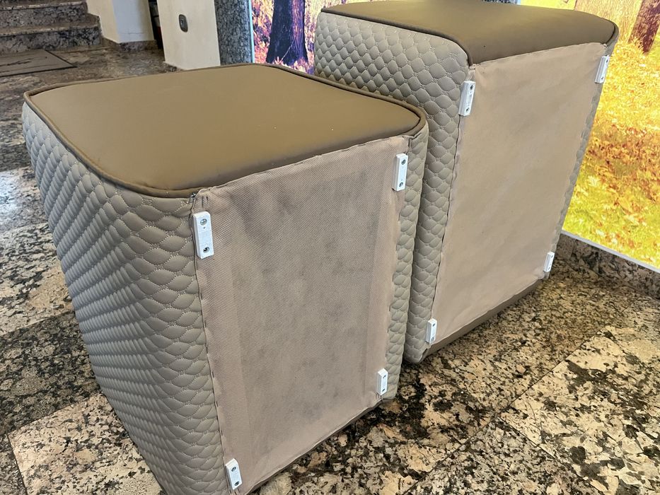 Луксозна пейка за антре, кожена табуретка (в две разновидности)