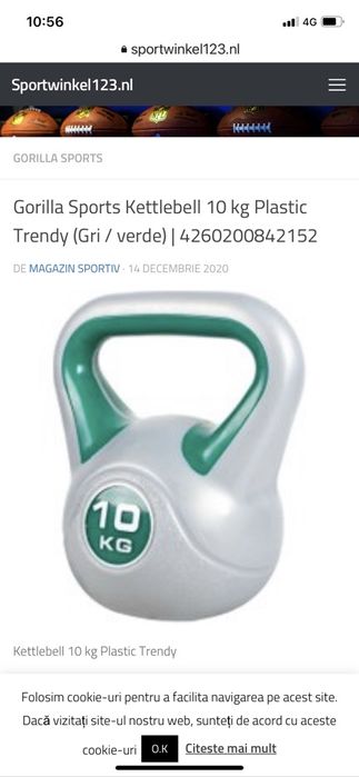 Gantera Kettbell 10 kg nou Gorilass Sports Germany  Pret 100 ron