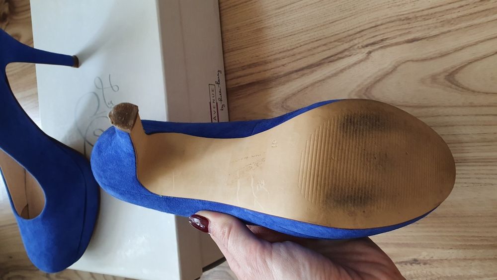 Pantofi piele albastru regal