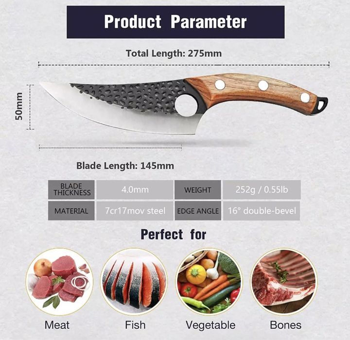 кухненски нож месарски месо риба сигурен захват неръждаема стомана
