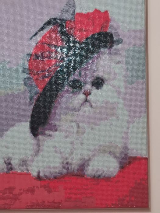 Картина кошечка со шляпкой
