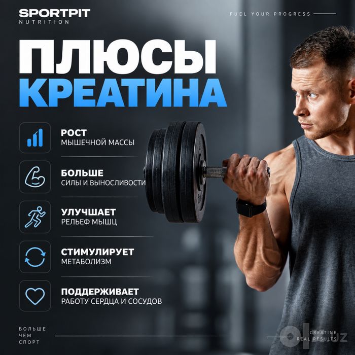 Креатин моногидрат Малина SPORTPIT 270 г / Creatine monohydrate