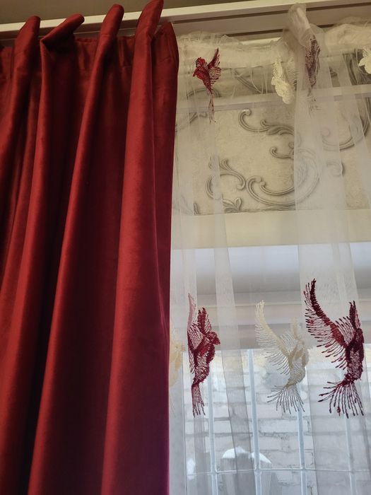 Штора  с тюлью красивая