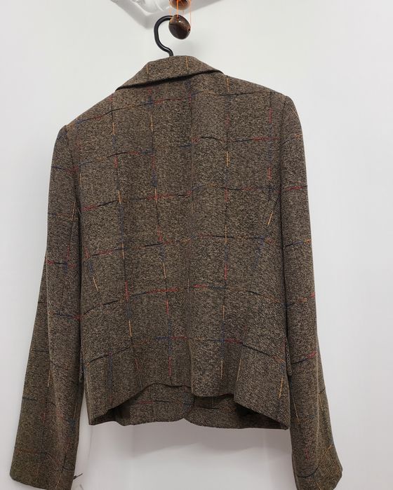 Sacou office din stofa, jacheta în carouri tweed, Masura 38