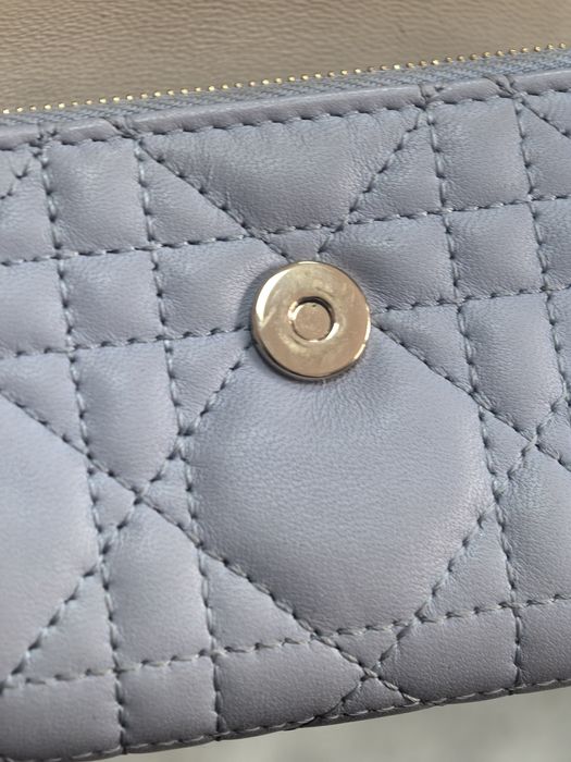 Дамско портмоне Dior Glycine Compact Wallet Blue Cannage Lambskin