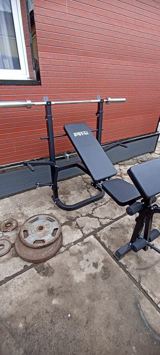 Скамья для жима штанга блины