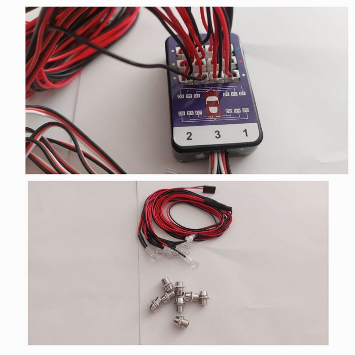 Kit lumini automodel rc cu 8 sau 12 leduri cablu y mufa esc servo