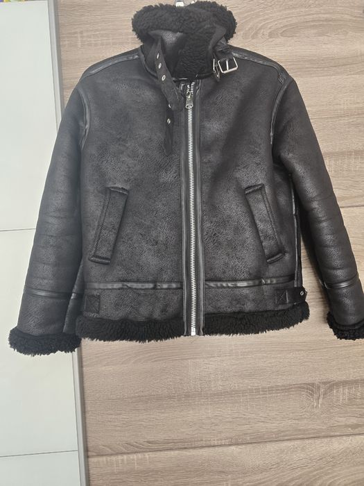 Черно есенно-зимно яке еко кожа с пух
