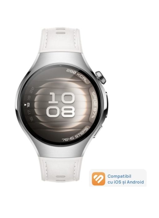 Smartwatch HUAWEI Watch 5 42mm, Stainless Steel Case with White Composite Strap - Sigilat