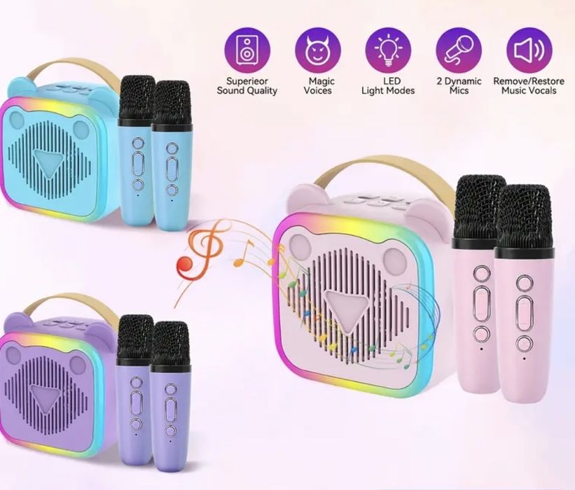 Детско караоке/тонколонка с два микрофона/блутут колонка