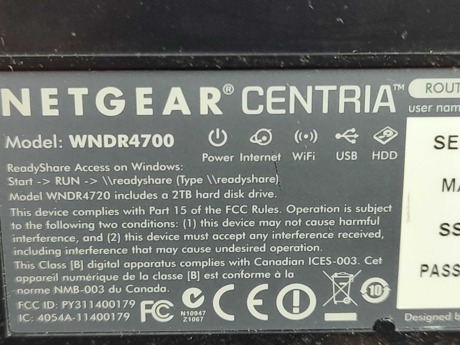 Router backup Gigabit NETGEAR Centria N900 WNDR4700 HDD 500GB