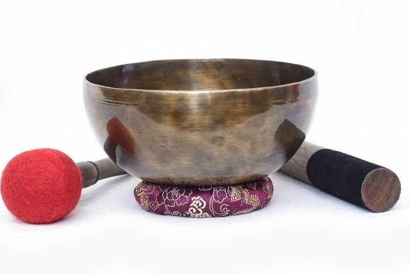 Кованная Поющая чаша - 19.5 см, нота - G3, 200 герц, Тигровый Глаз.