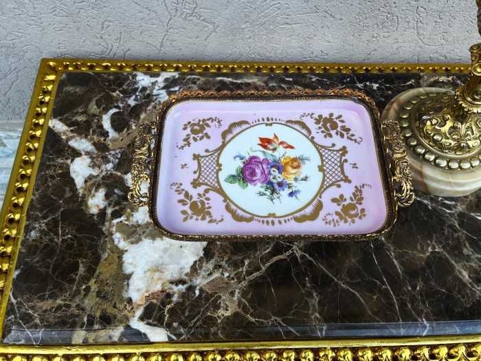 Superb centru de masa-Limoges-alama aurita-dublu marcaj-Franta