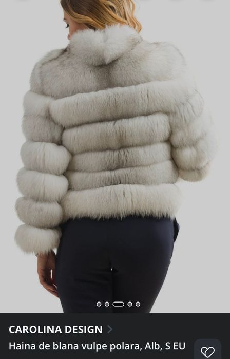 Haină Blană naturală Vulpe albă, mărimea S, Carolina Design