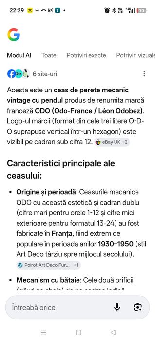 Ceas  de perete cu pendul