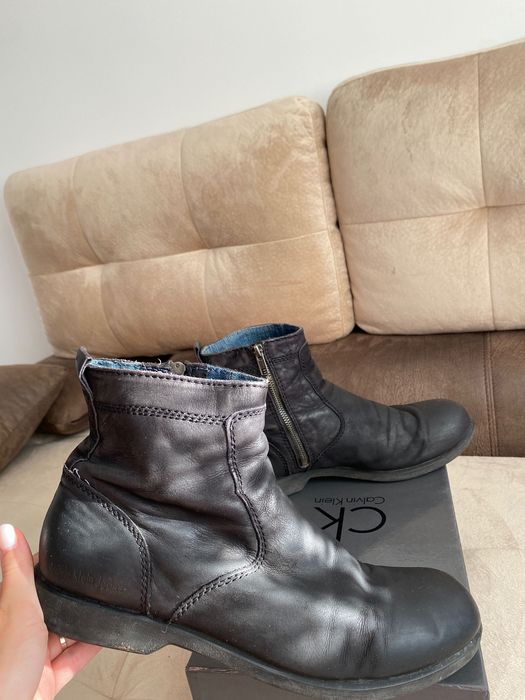 Маркови мъжки боти и обувки Calvin Klein естествена кожа