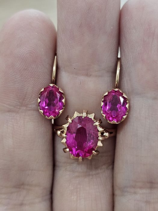 Серьги и кольцо советские 583СССР